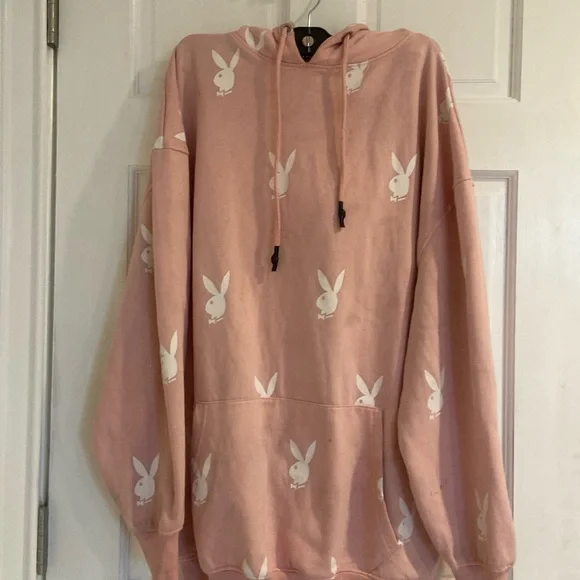 playboy x missguided grey oversized bunny print hoodie dress Missguided x playboy pink